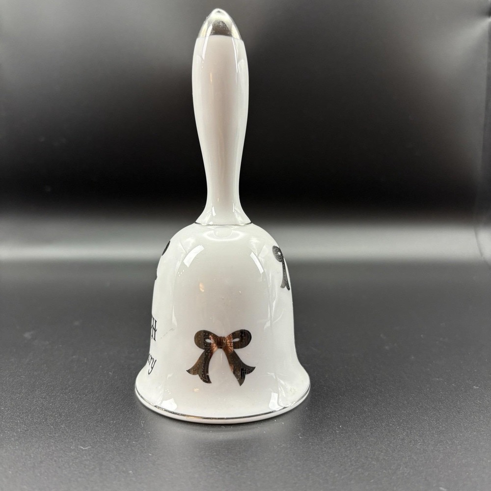 ๐ Vintage Leftonโ 25th Anniversary Porcelain Bell | Silver Jubilee Wedding Gift - Picture 3 of 6